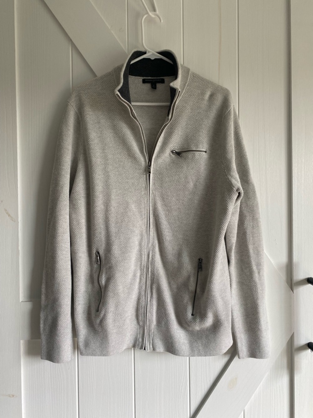 Banana Republic Light Gray Men’s Zip-Up Sweater Jacket